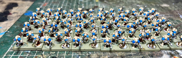 Right, that’s them all individually painted and added to their stands. Just need a dark wash on the shoulder pads and weapons and then a dip in the flock tub!