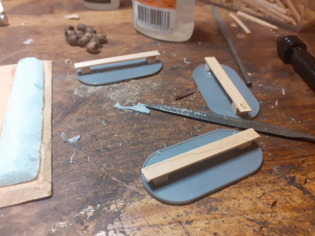 The benches for the beehives made from lollisticks.