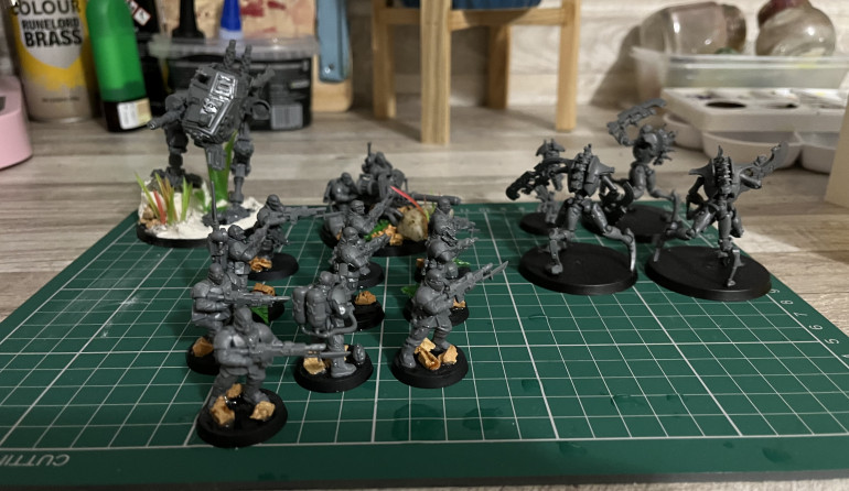 My brood brothers and sentinel alongside Dan’s Necrons