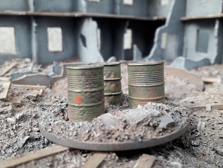 Before and After Soviet Fuel Drum Objective Markers.