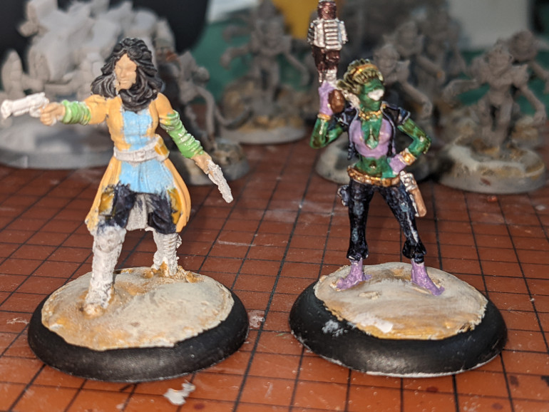 Worked on Moxie the alien a bit more, and blocked out the colour on a different one. I like the pastels. Fits the character pose, I think.