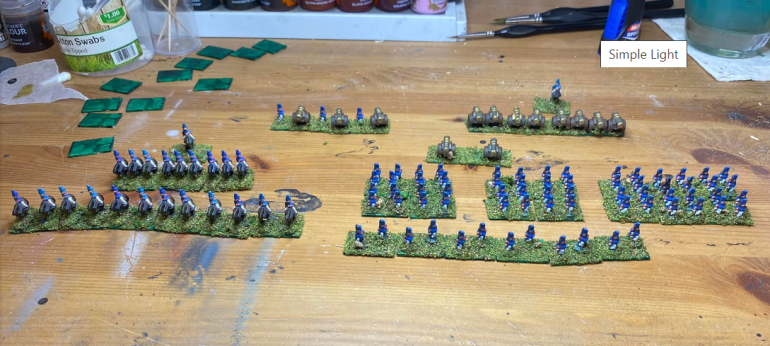 I finished off my Blue army completely.  All figures are based and finished.  Need to clear a space to take some final pictures of them on a table.