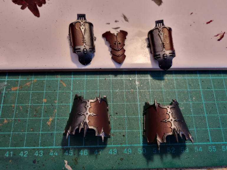 Working on the leg armour