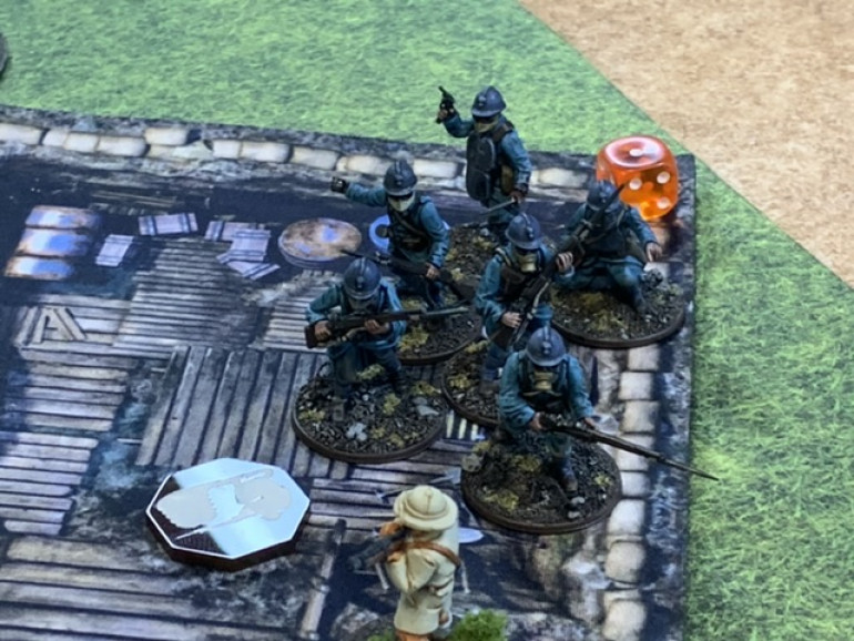The French close assault squad shoots and grenades the Askari squad out of existence leaving them in control of the objective closest to their lines. 