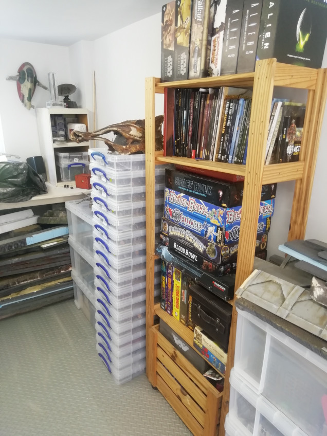 I've moved the old board game collection from the dresser to this old shelf unit