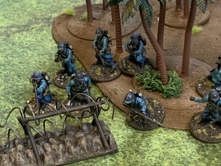 French squad opposite the mixed sailor and Askari squad. They and the French HMG team consistently target the naval squad eventually forcing it to break. 