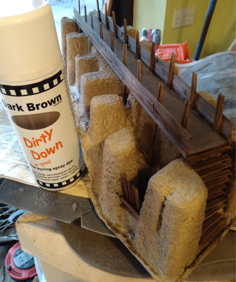 Dirty Down spray arrived from OnTableTop store (buy merch). The bigger can brand that proceeded Modelmates sprays and it's a rich dark wash that covers well.