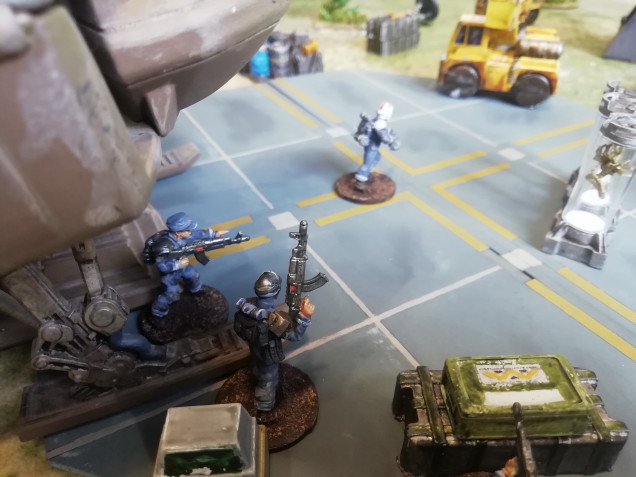 The UPP set up a field of fire across the landing grid before heading to the rear of the drops hip to secure the data loot that the marines were near capturing 