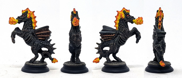 A fire horse  from Loka Fire set, painted up as a winged Nightmare for D&D