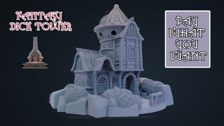 3D Printable, Fantasy Dice Tower