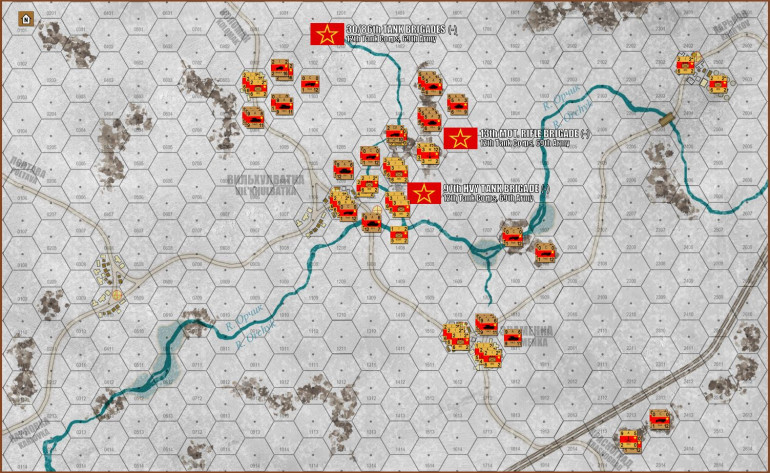 Soviet setup, awaiting von Strachwitz's counterattack out of the southwest. 