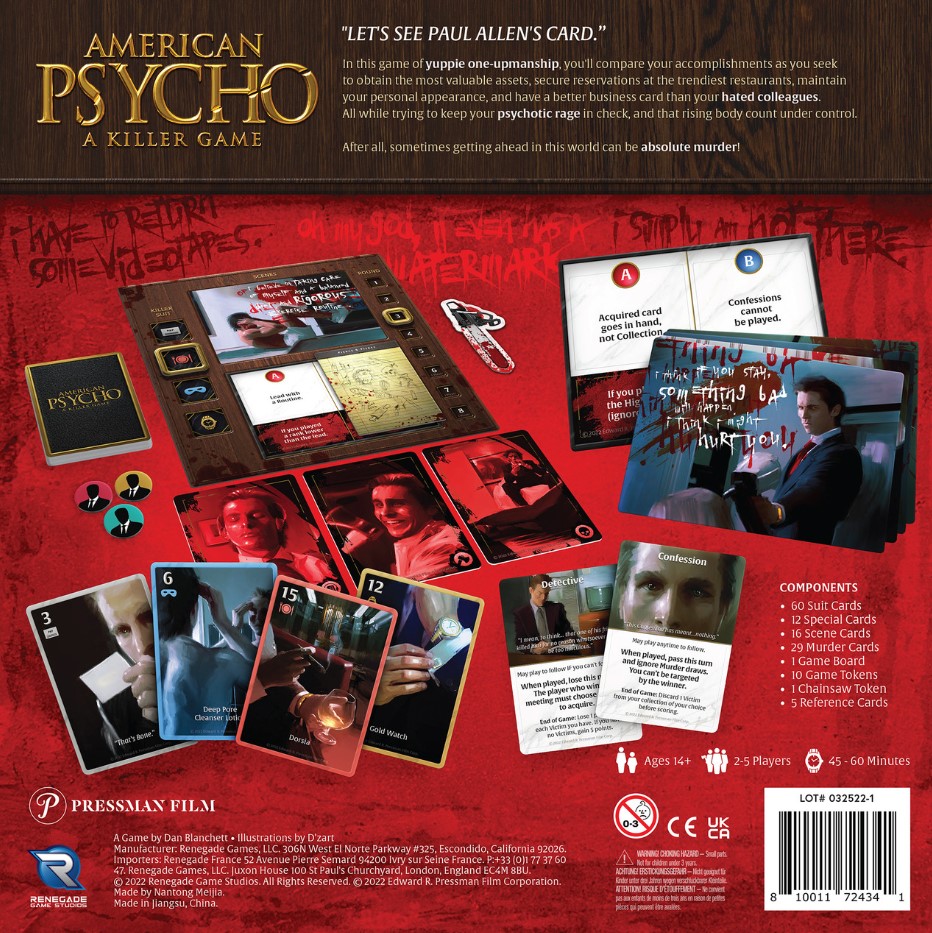 Back Of The Box - American Psycho - A KIller Game