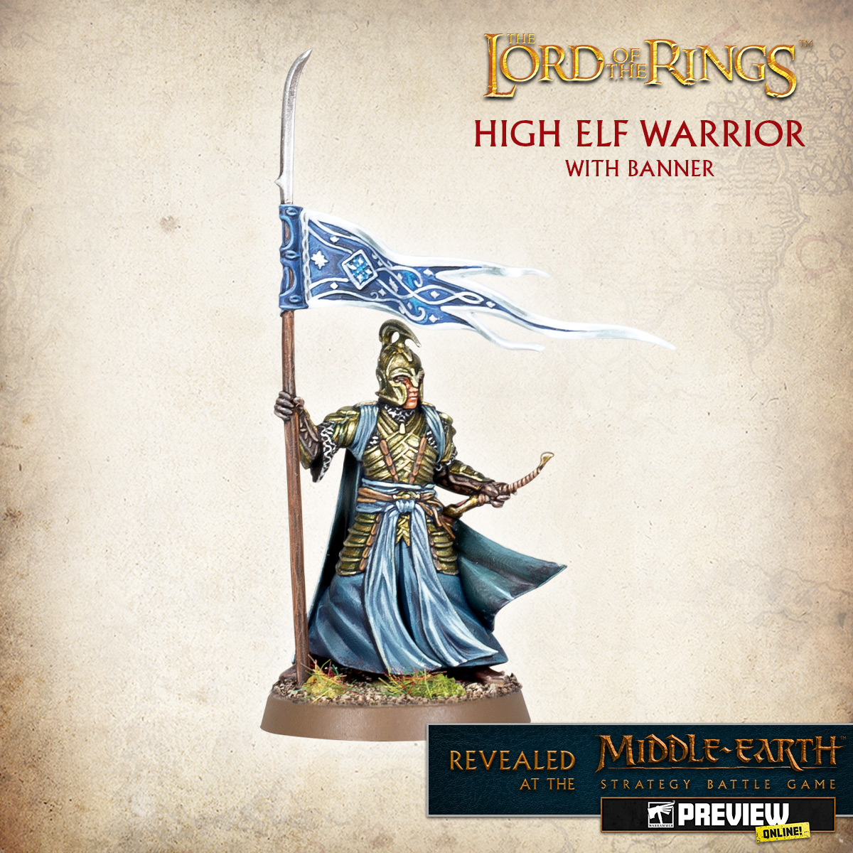 High Elf Warrior With Banner - Middle-earth Strategy Battle Game