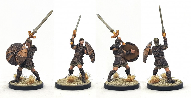 Kingdom Death Leather Armour with Sword and Leather Shield
