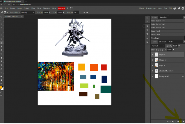 Create a new layer for your first virtual paint job it's the little paper icon on the bottom right of the screen