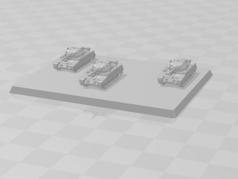 I'll try and base the tanks in their proper Troop size. Imagine the base with texture and some rocks