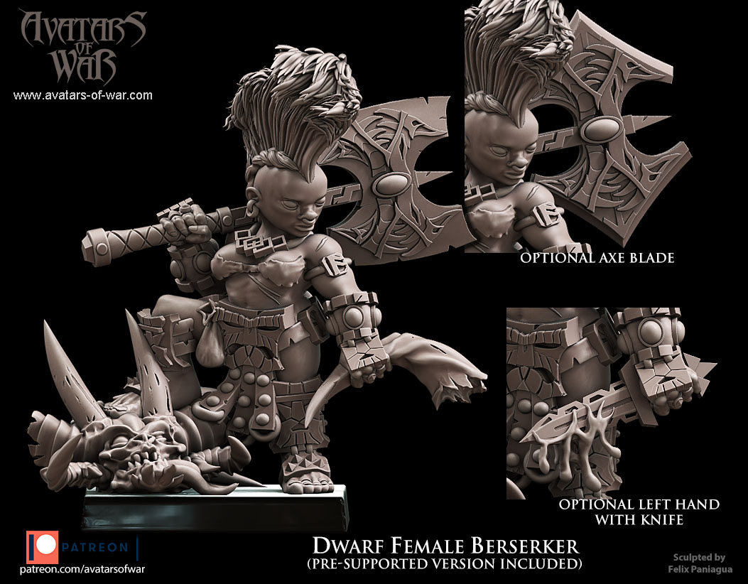 Dwarf Female Berserker - Avatars Of War