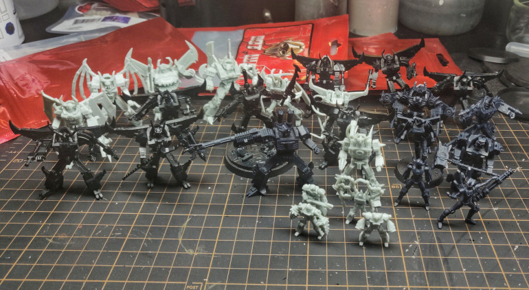 All models built, will drill and attach pins to their feet to assist with priming and painting, but for now I have all models ready to go into the painting queue. 