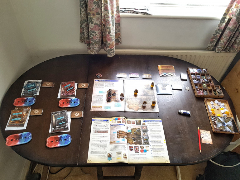 My first solo game all set up and ready to begin.