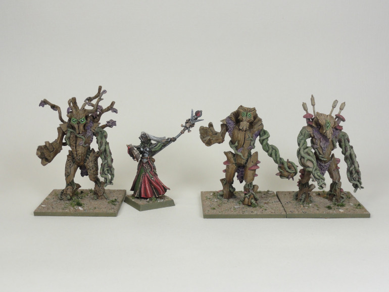 Metal Mantic Forest Shamblers and metal Avatars of War Light Elf Mage