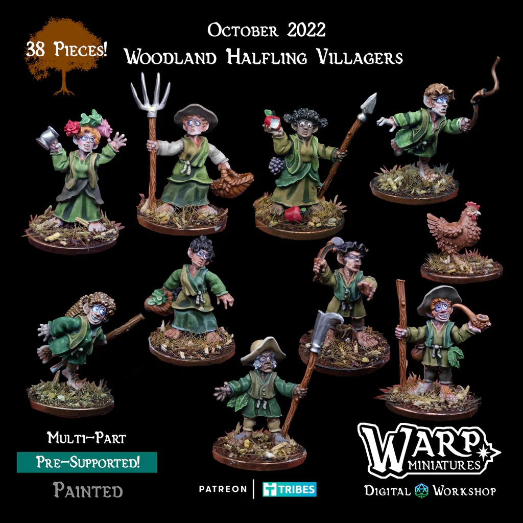 Woodland Halfling Villagers - Warp Miniatures