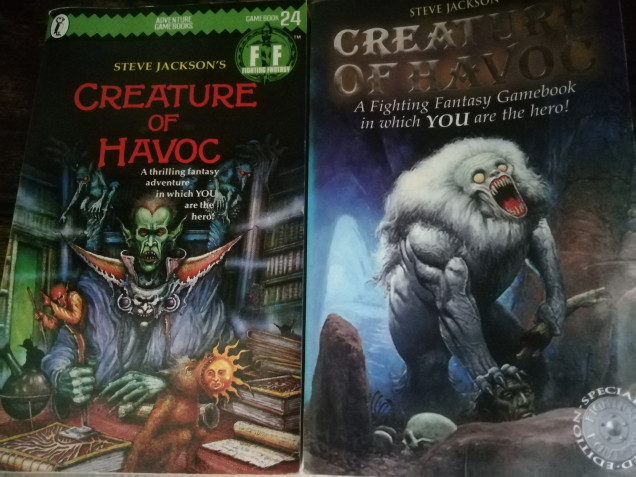 Steve Jackson is back with another maze filled puzzle ridden head ache. Creature of Havoc had a classic bit of art by Ian Miller whose work reminds me of classic Realm of chaos. I love his illustration of the necromancer Zharradon Marr. The book itself has a very interesting premise. We play a creature of unknown origin who can't speak and has to discover their true identity as the story progresses. So we play a monster who eats his way through hobbits and any other adventurers who try to kill you 