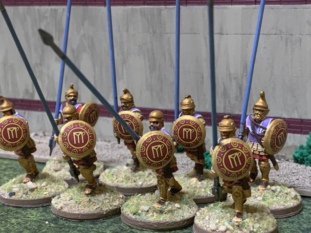 These Pezhetairoi with pikes are not in the current list but will be added at the next campaign step when we go to 800 point lists. More expensive than a unit of Hoplites, I’m hoping those pikes will make my opponents nervous. 