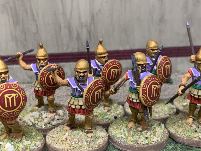 These Pezhetairoi with javelins are the first unit I specifically painted up for my Phyrric force. These guys died to a man in the first game but they definitely held their own. I may need more of these. 