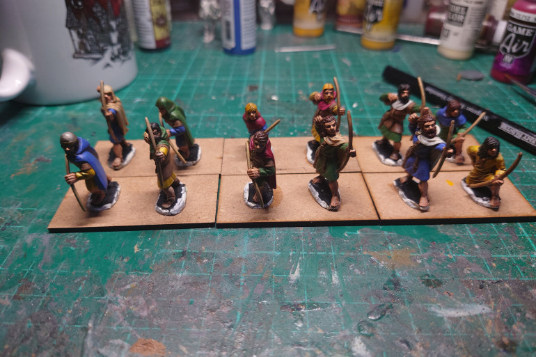 First unit of archers based up on new MDF bases ordered from Lasercraft Arts.