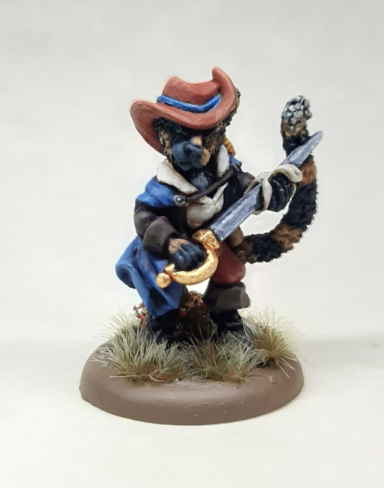 Another Burrows and Badgers figure by Oathsworn Miniatures, this time a cat duellist. 