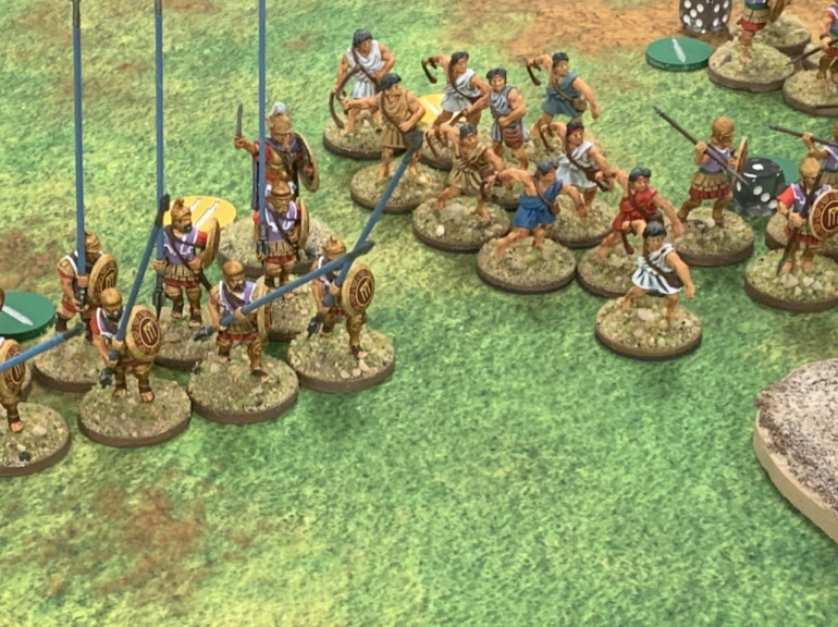 The slingers activate first, move up and score a few hits on the Numidian cavalry. 