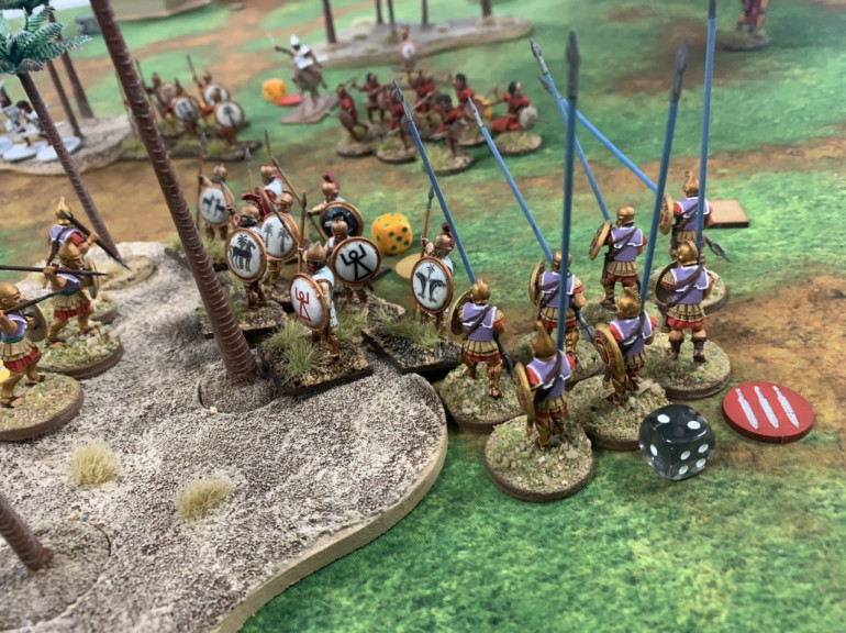 The pikemen wheel about and engage the Carthaginians. 