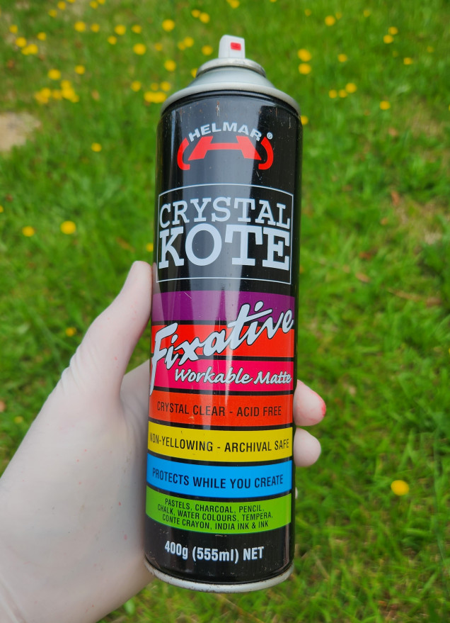 I'd previously purchased this can of Crystal Kote for an unrelated project. I thought this would seal the decorations and give us a surface to start decorting on but...