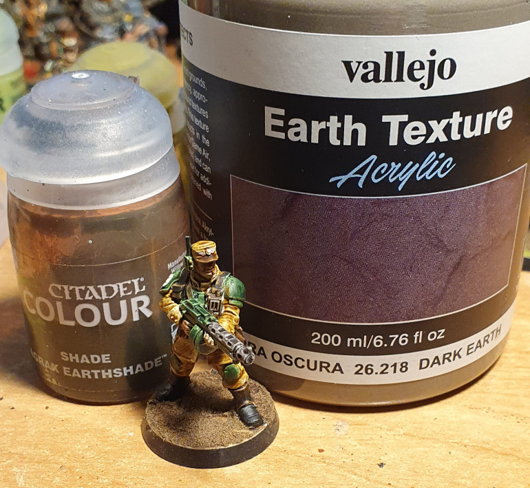 Step 1 texture paint and a wash once the texture paint is dry. Slight error i used seraphim sepia not earth shade