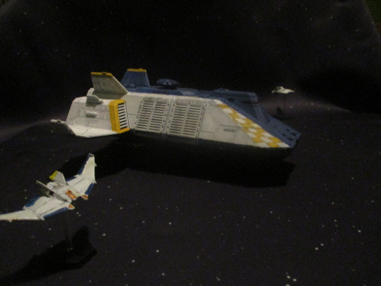 Shilone fighters escort dropship