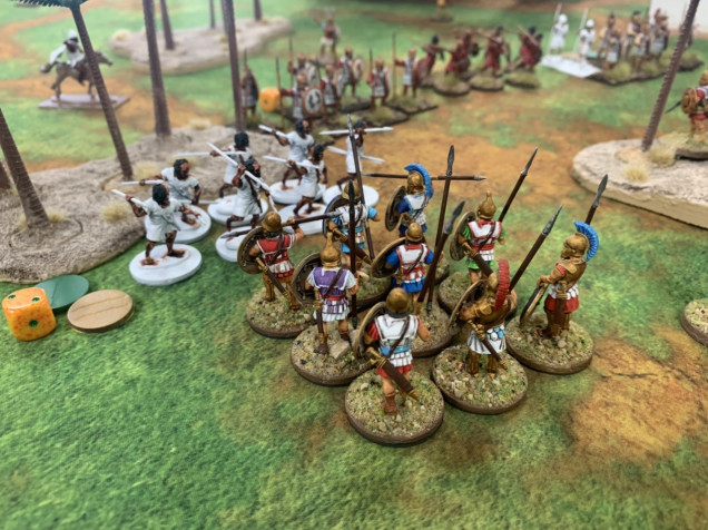 The Numidian javelin men leave themselves dangerously exposed to the advancing Hypaspists. 