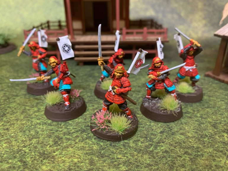 Minis by Zenit. Sashimonos from Warlord Games plastic set. 
