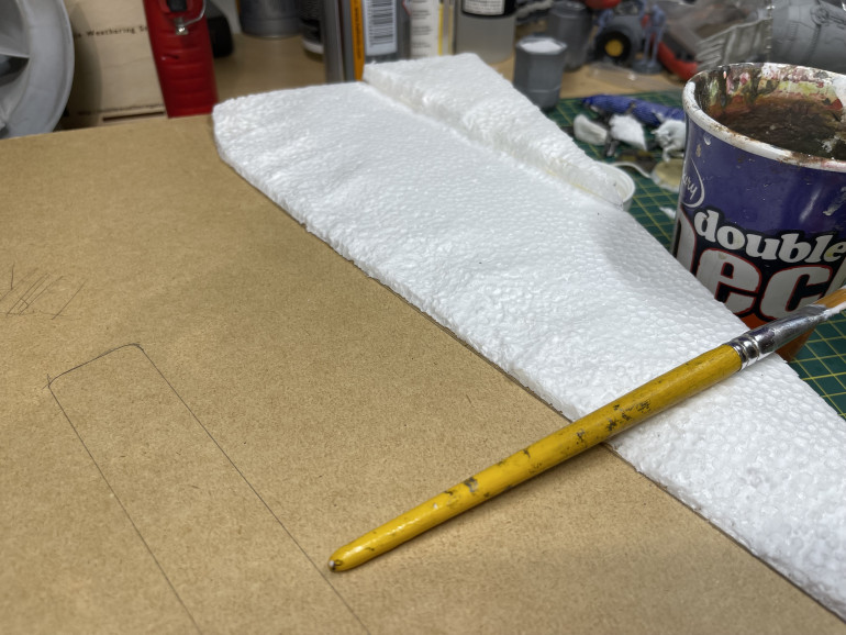 polystyrene expanded foam with gorilla glue for small hill