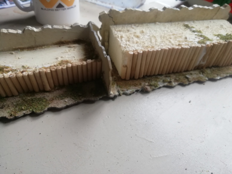 For my alamo walls I realised I didn't have much space for troops so I used some sarissa walls and added some platforms for my men to stand on.