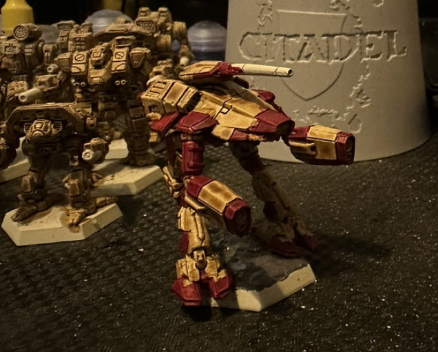 Marauder IIC, blocking in the base colours for Clan Goliath Scorpion/ Escopion Imperio Omega Galaxy