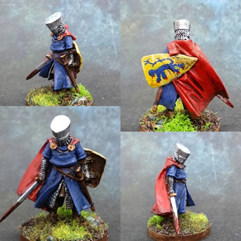 Looking at the de Percy hereldry... Blues and yellows suit him fine and the red cloak shows that he's wealthy.... But having so many knights in this retinue I am having to get creative to find de Percy symbols, colours and themes. Need to try and have the knights be individuals but with common crossover to keep it one force.