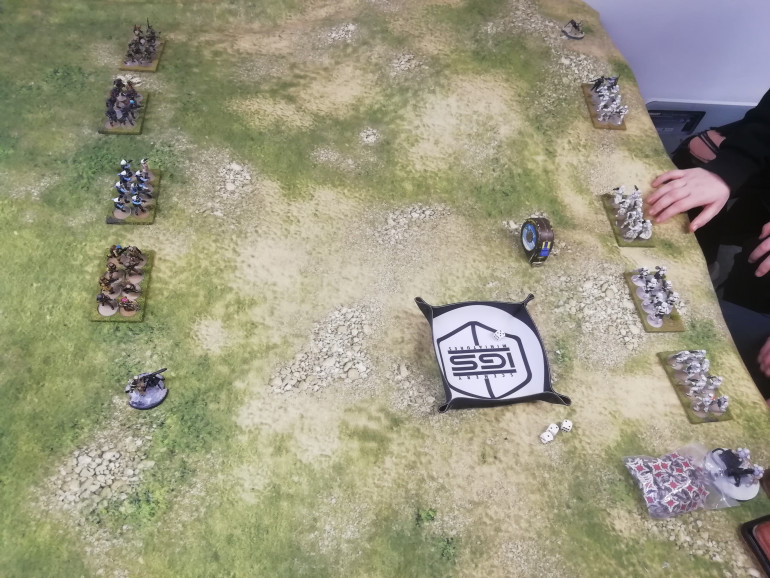  Both sides have 6 units. The mortar has a 48 range and can fire at units that are spotted by your units and add 2 to hits on infantry 