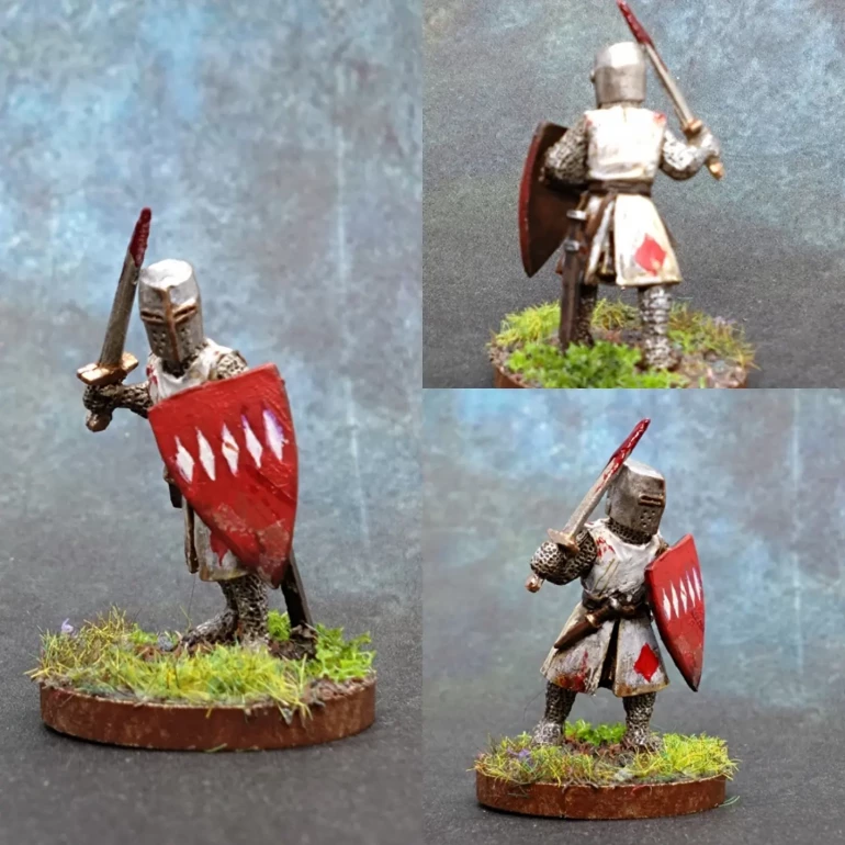 Crusader Miniatures metal minis were an affordable option. 8 minis for £11. There are duplications and the poses aren't as dynamic as some of the Footsore ones, but they're single piece and suit the period nicely.