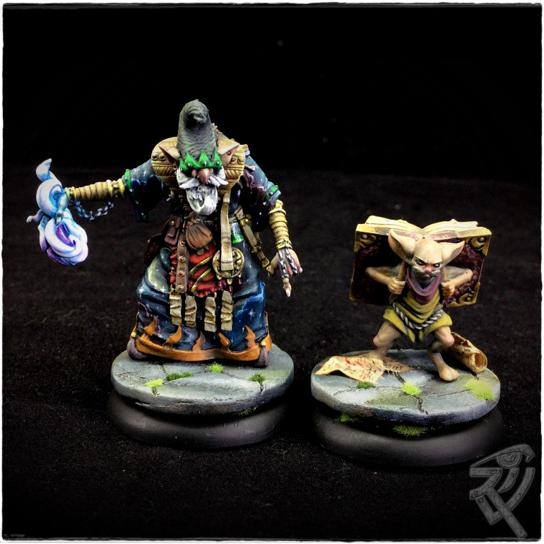 Voth and his wee pal Homunculus were part of the last KS that GKG ran. They are not exactly part of any of the 3 factions but part of the Eldritch wizards (they that buy up the moonstones)  Homunculus was a lot of fun to paint, esp the book on his back but Voth reeeeeeeeally outstayed his welcome and just. would. not. get. finished!!!  First Moonstone mini that I havent enjoyed painting! Came out ok though 