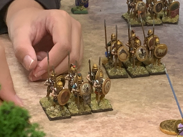 The Greek Hoplites move forward towards a formation of Macedonia pikemen