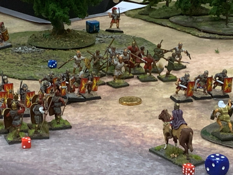 Meanwhile, on the right of the line, the Carthaginians and Romans engage in an epic seesaw battle for the control of the objective. 