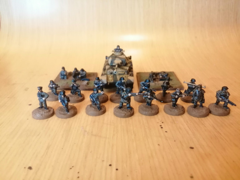 Tried basing a few Germans from Plastic soldier company. My terrible phone makes them look worse than they are but Im quite happy with the base sizes. I will colour code the bases with different colours for the LMGs and other NCO etc to make it easier to tell who's who from distance.