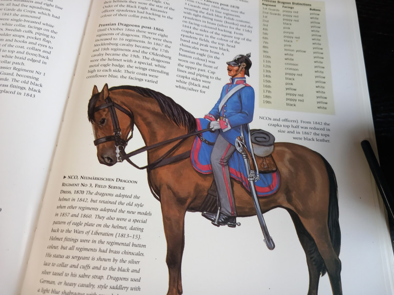 First cavalry unit. The dragoons have a lighter blue tunic than the infantry 