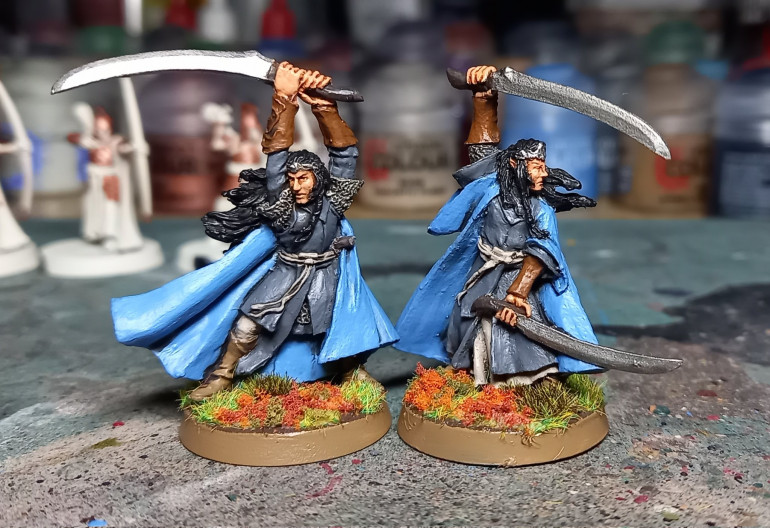 The sons of Elrond, painted up and ready for a smaller Rivendell/Exile force of 400 Points. I have wanted these miniatures for a while!