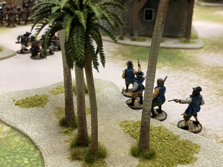 Meanwhile Dutch Enter Ploeg skulk around the side of the settlement, looking for weak targets.